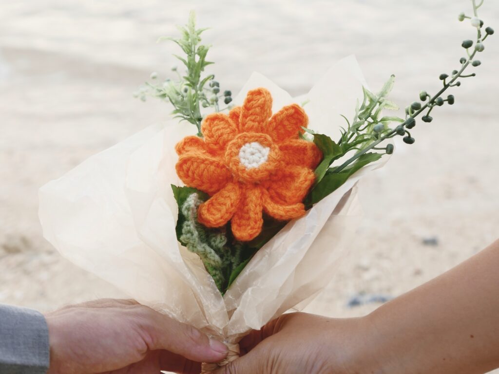 つばめの作品「編み物フラワー」